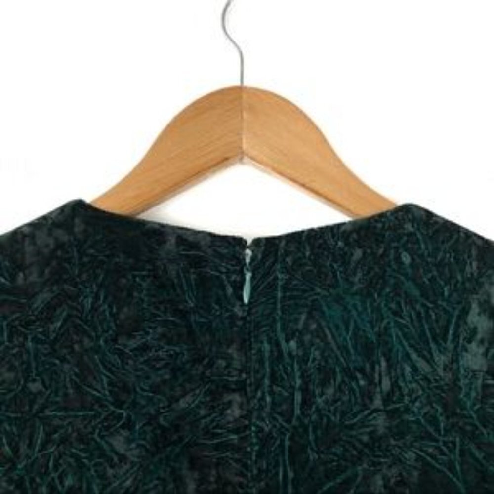 Sam Edelman Slit Sleeve Crushed Velvet Dress size 2 green prom formal - Picture 4 of 8